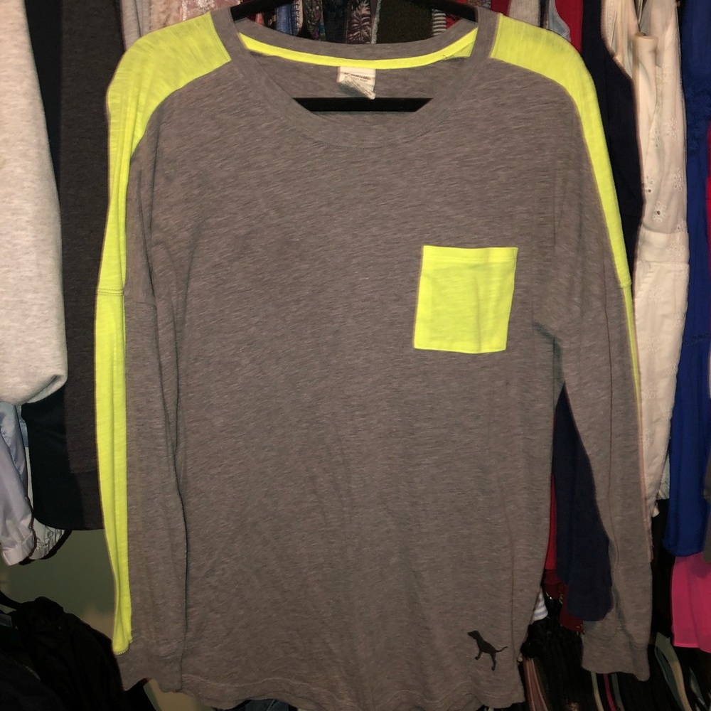 bright green & gray long sleeve shirt